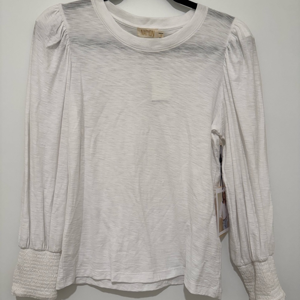 Nation LTD Loren smocked cuff Top